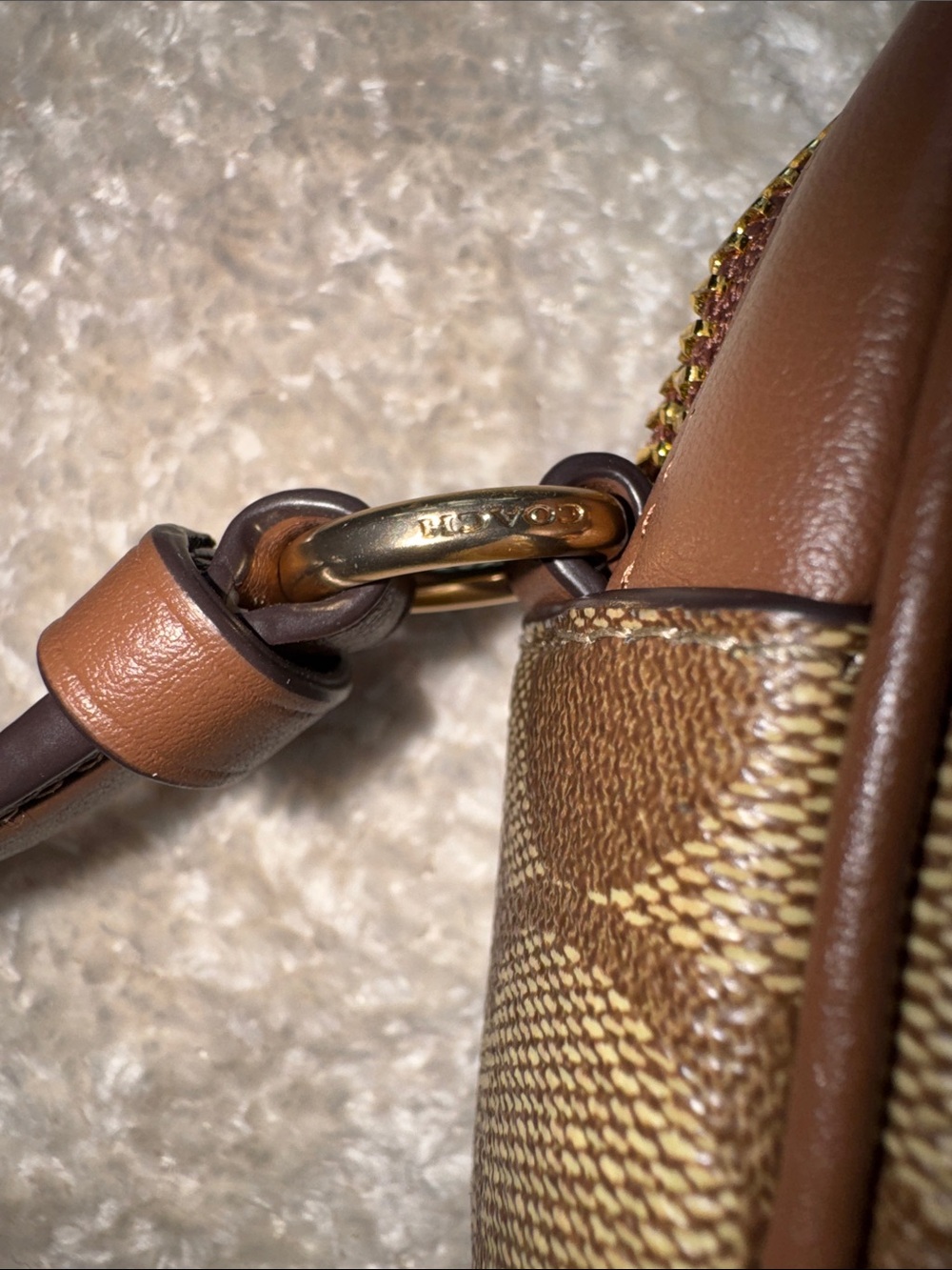 Coach Brown/Khaki Signature Canvas Crossbody Bag - Picture 6 of 9